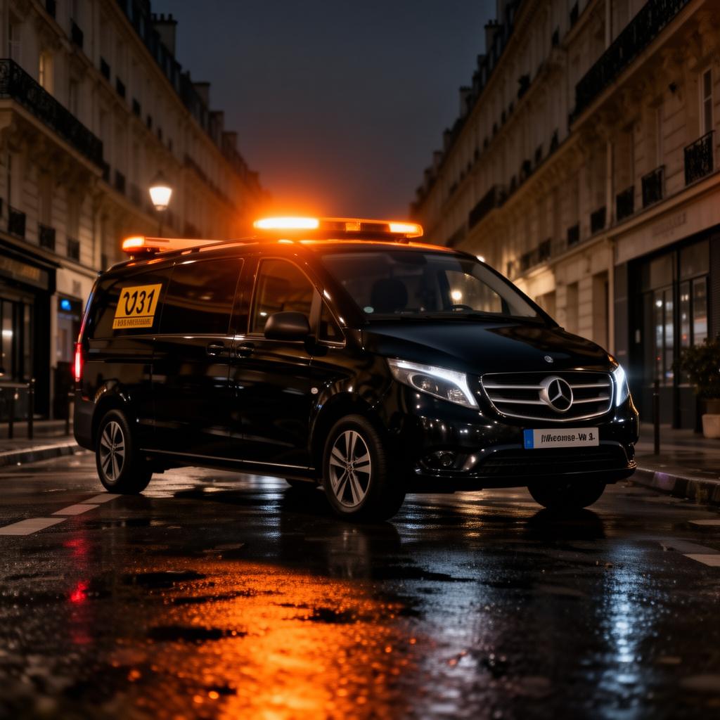 Véhicule d'intervention SOSPNEU24 de nuit à Paris
